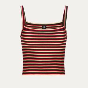Realisation Par Baby Tank Cropped Striped Top Red Yellow Green Size Large L